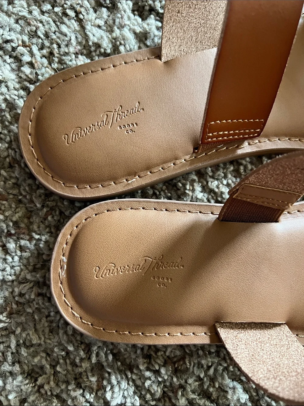 Universal Thread Women's Cognac Double-Strap Slide Sandals